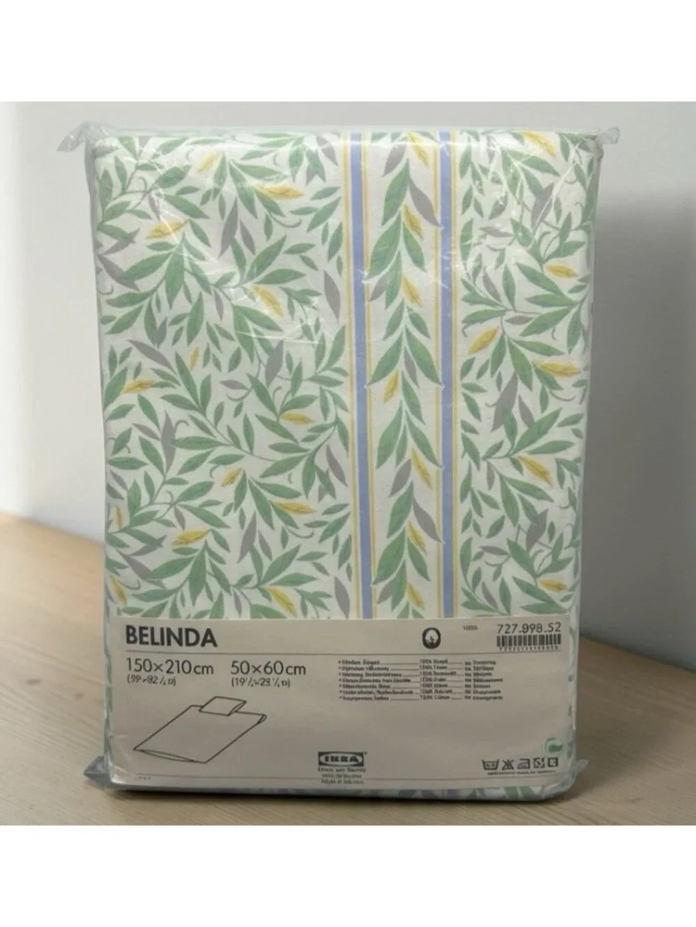 Vintage IKEA Belinda Duvet Cover Set Green Leaf Floral Cotton Twin NOS